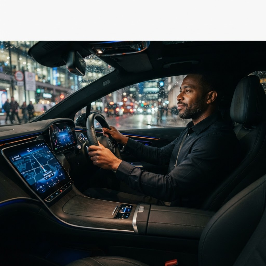 Professional driver at night
